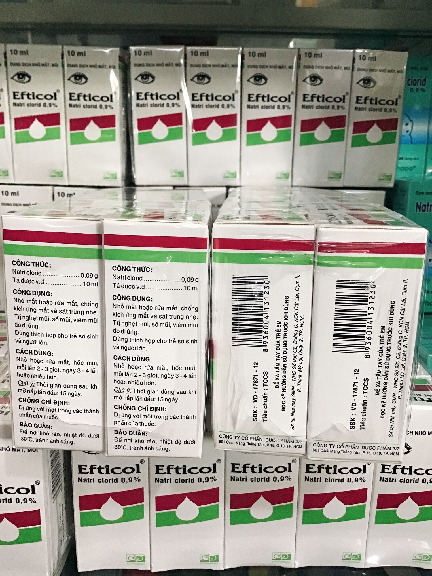 Dung dịch nhỏ mắt mũi EFTICOL (1 lốc 10chai) nước muối nacl