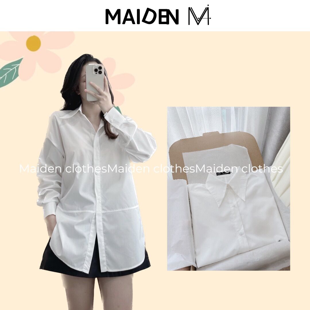 Áo sơ mi nữ dáng dài form rộng MAIDEN