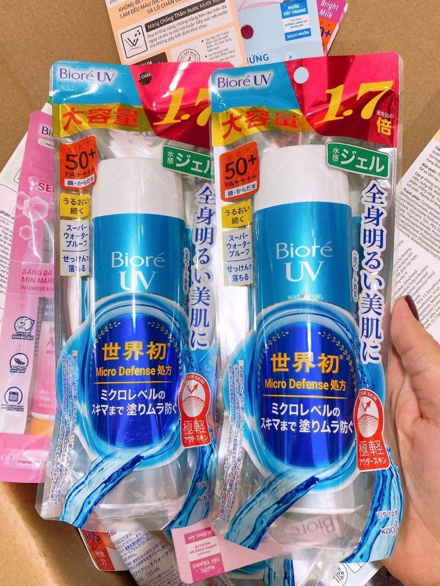 Kem chống nắng Biore hàng nội địa Nhật gel màng nước dưỡng ẩm chai to 155ml