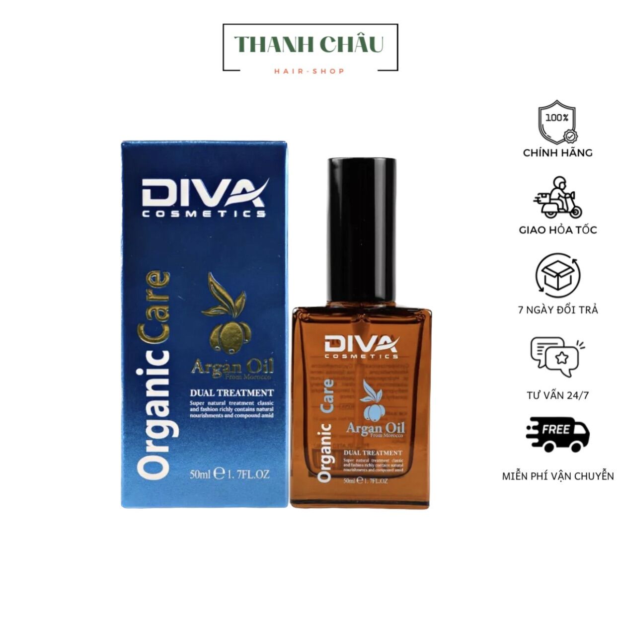 TINH DẦU ARGAN OIL ORGANIC CARE DIVA DƯỠNG BÓNG MƯỢT TÓC 50ML