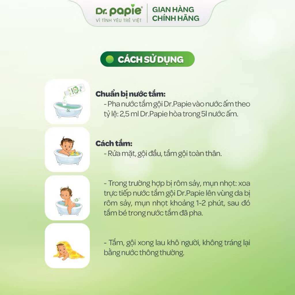 Nước tắm gội thảo dược Dr. Papie (Chai 500ml)
