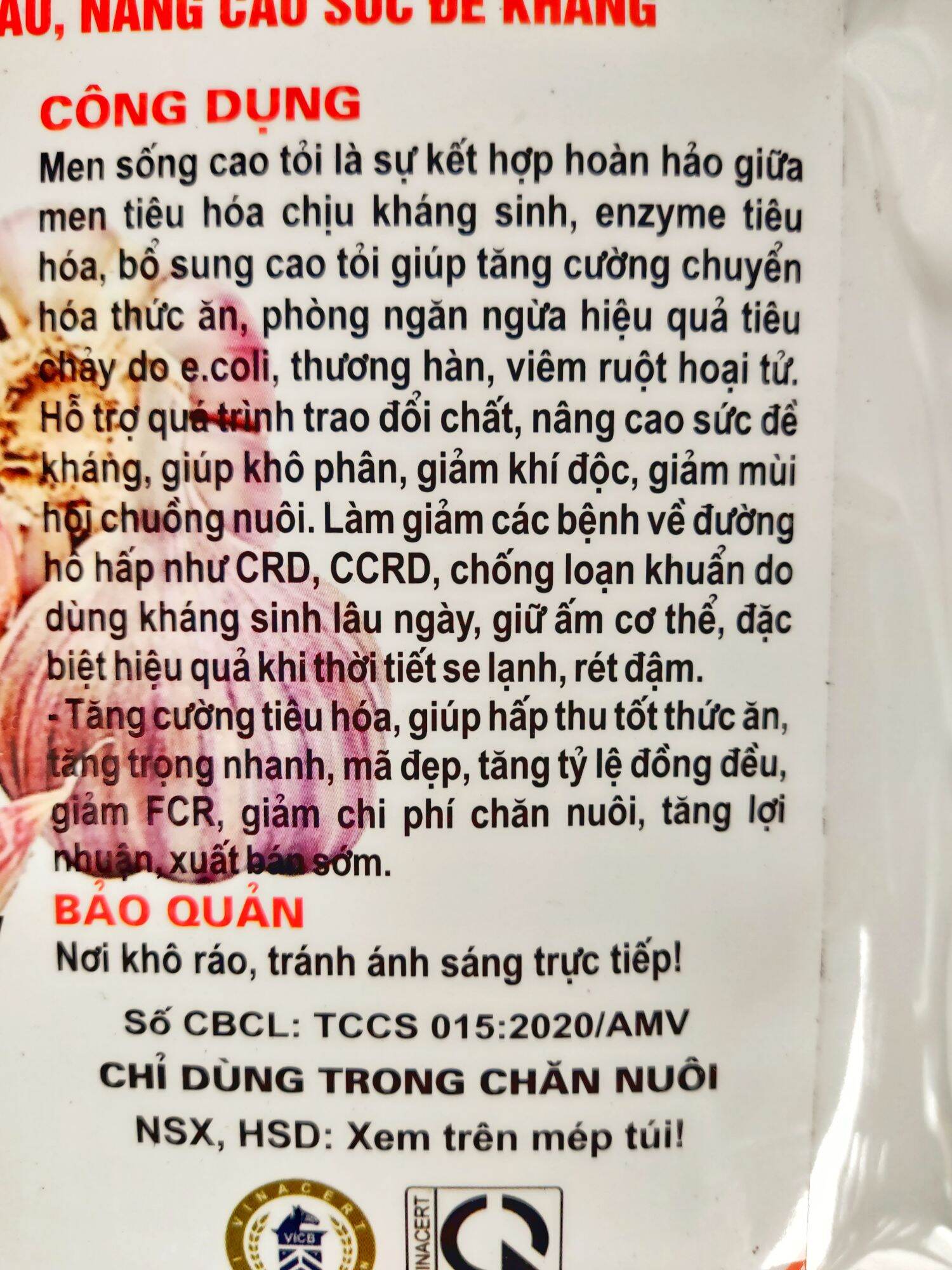 Men cao tỏi cao cấp gói 100g cho gà