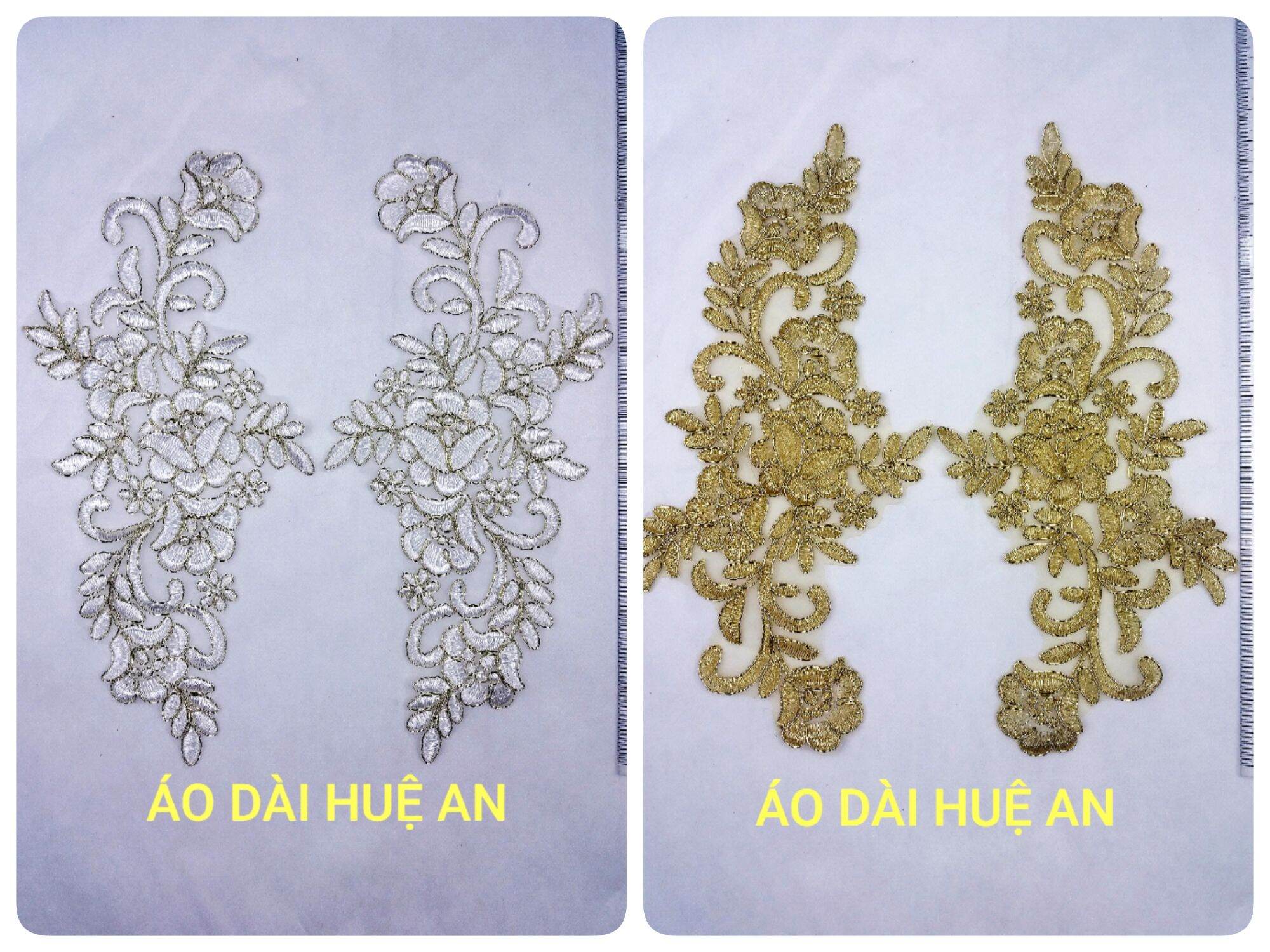 Hoa ren thêu 3D viền gân trang trí áo dài, váy đầm,...