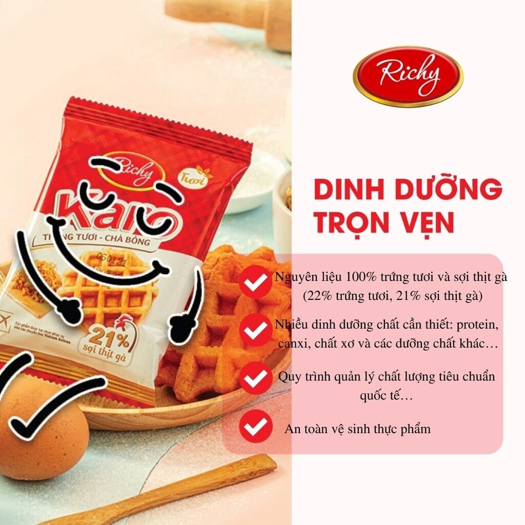 Bánh tươi Richy KARO chà bông bịch 6 chiếc (26g/chiếc)