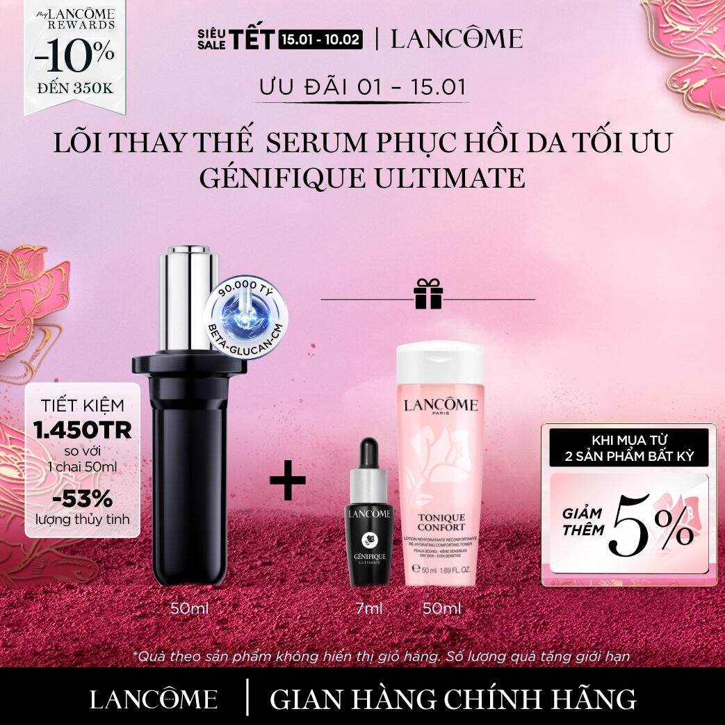   CHỈ 1-15 1 - Voucher 10% - TỐI ĐA 350K  LÕI REFILL SERUM PHỤC HỒI DA TỐI ƯU LANCOME GENIFIQUE ULTIMATE 50ML 
