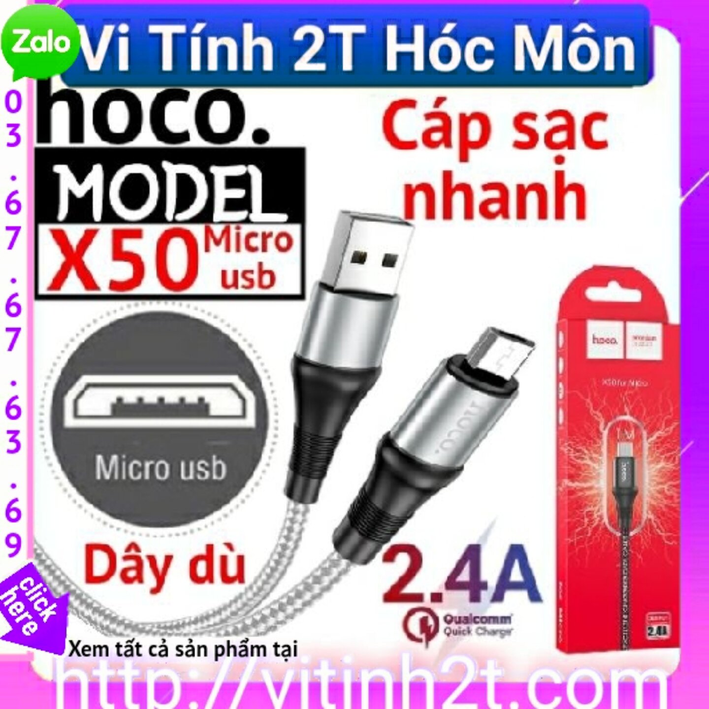 Cáp sạc nhanh Hoco X50 siêu bền micro usb