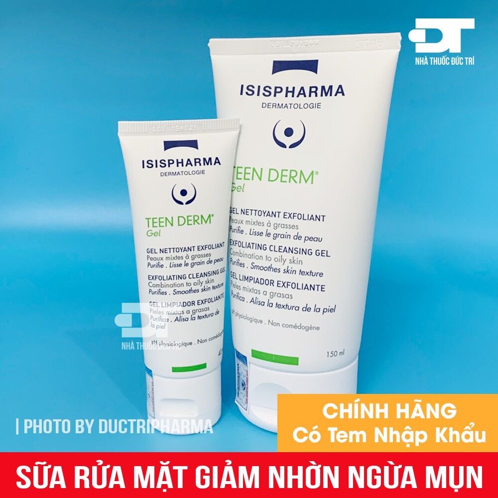 Sữa rửa mặt giảm nhờn ngừa mụn - isis pharma teen derm gel
