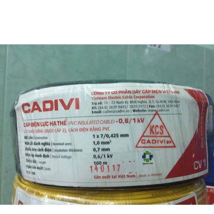DÂY ĐIỆN ĐƠN CADIVI 1.0 (100m/cuộn)