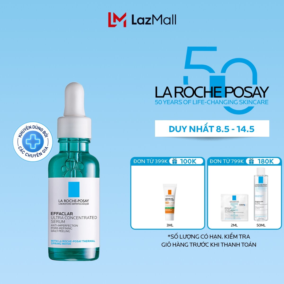 Dưỡng chất giảm mụn 3 tác động La Roche-Posay Effaclar Serum 30ml