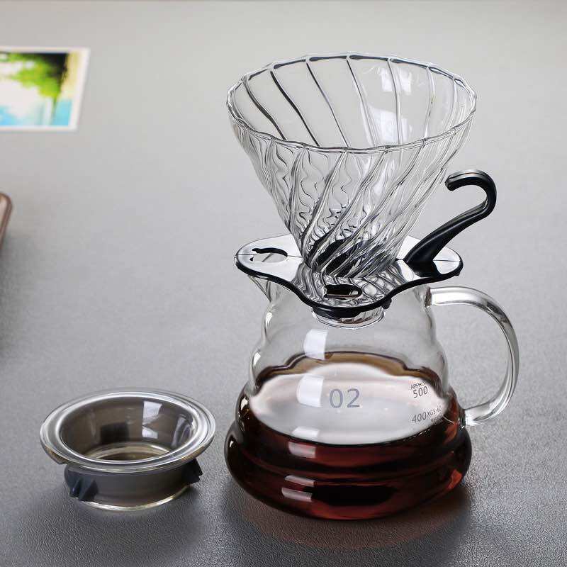 Bộ bình và phễu V60 pha cà phê giấy lọc / Bình Đựng Cà Phê Thuỷ Tinh 360ml- 600ml , phục vụ cà phê chuyên nghiệp