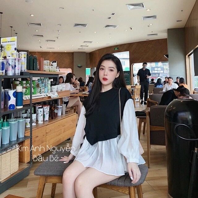 Áo bầu dài tay mùa thu thời trang công sở