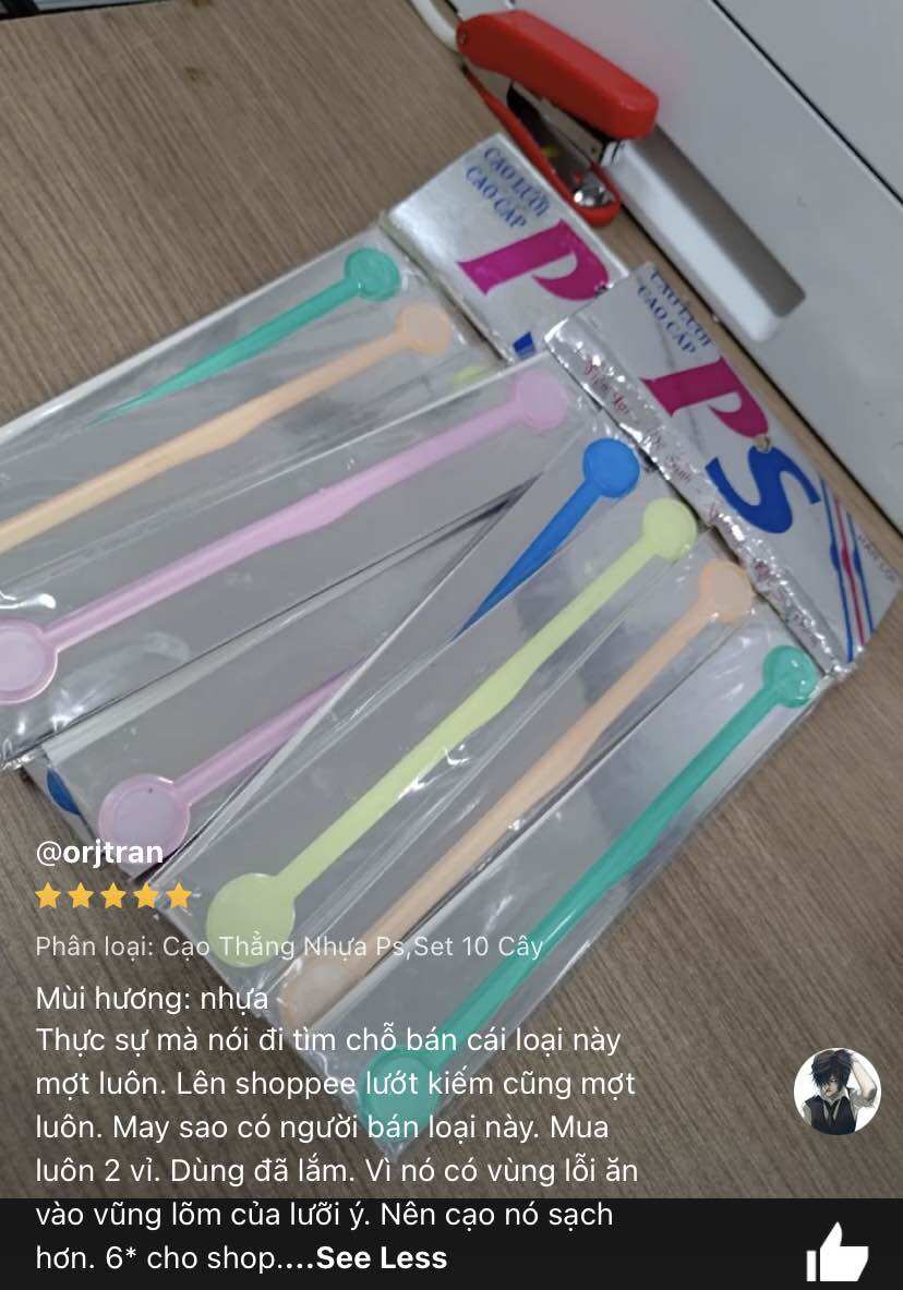 🔥Lốc 10 Cây Cạo Lưỡi Nhựa PS Thẳng (Dài 18cm)