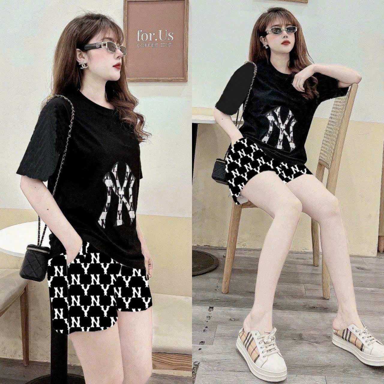 SÉT BỘ NỮ NGẮN THUN COTTON PHỐI 3D CAO CẤP