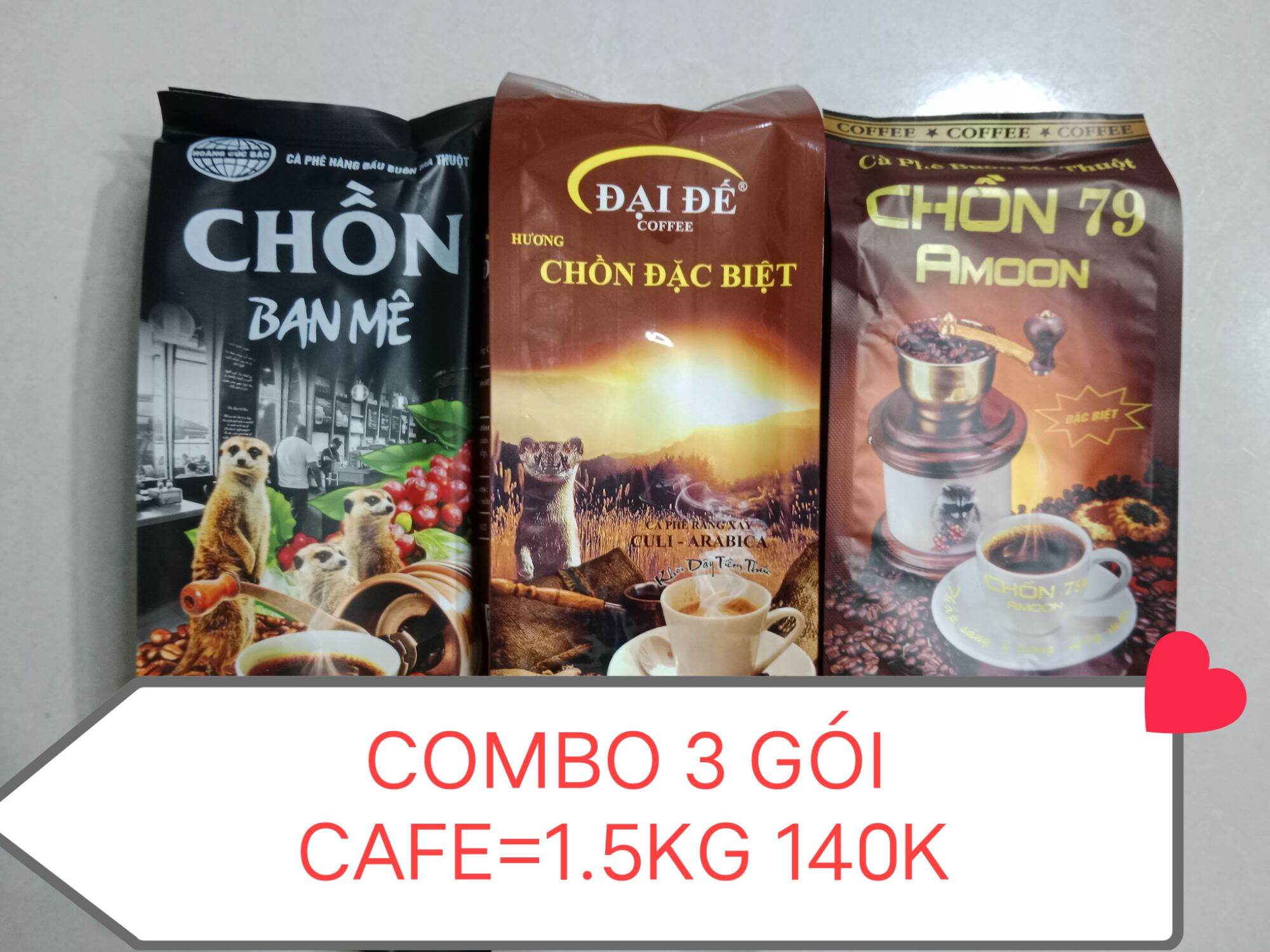 Combo 3 gói cafe , thơm, béo, ít đắng, sự kết hợp luôn cuốn=1.5kg