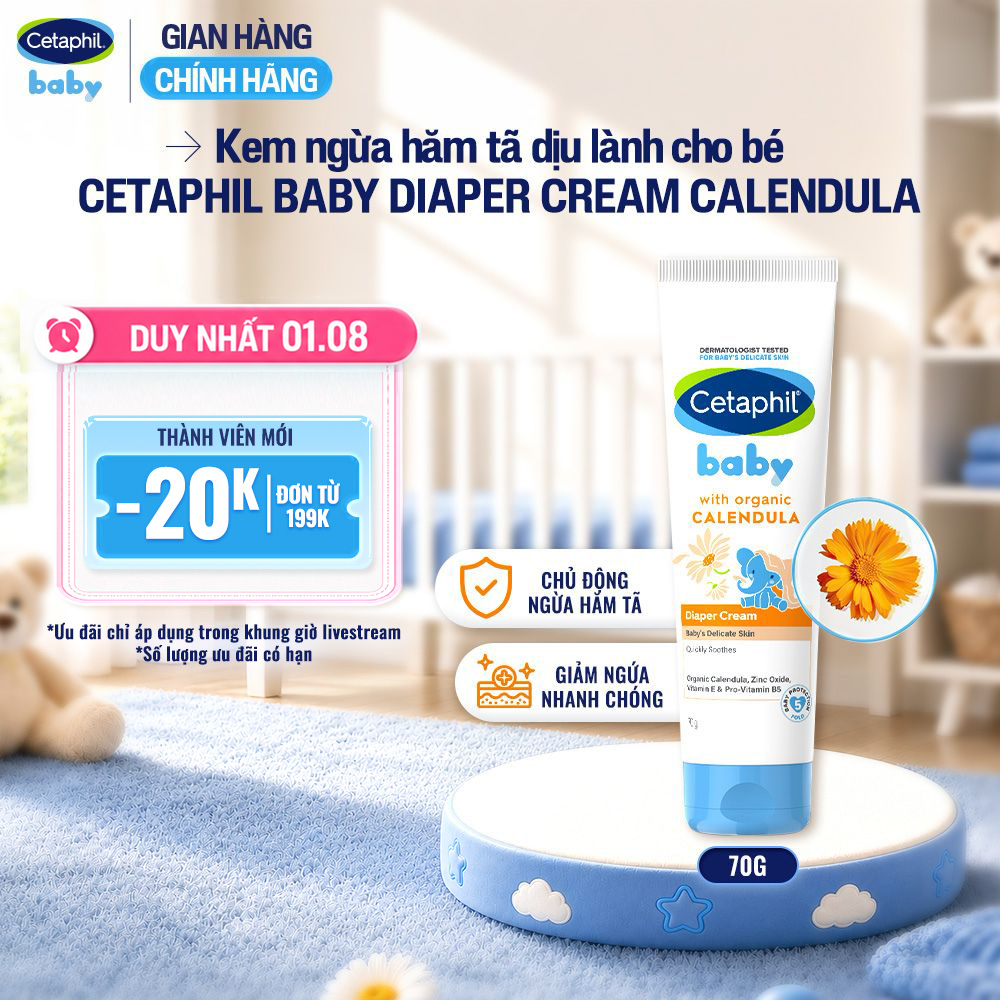 Kem chống hăm tã dịu lành CETAPHIL BABY DIAPER CREAM CALENDULA 70G