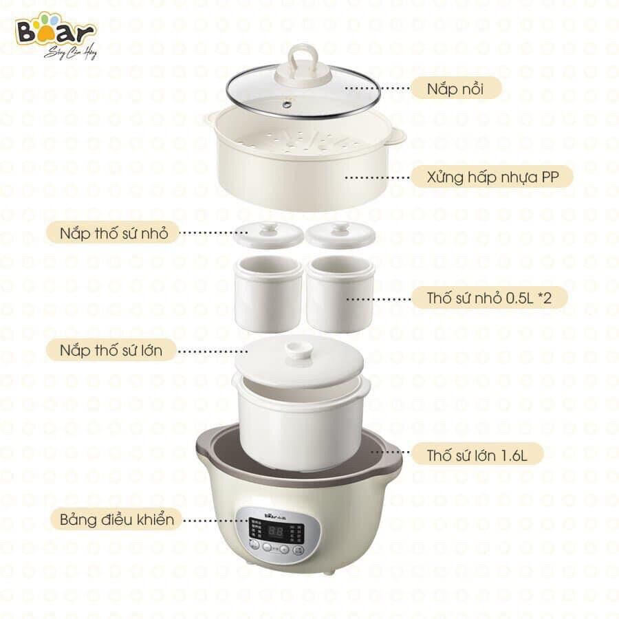 NỒI NẤU CHÁO CHẬM BEAR 1.6L