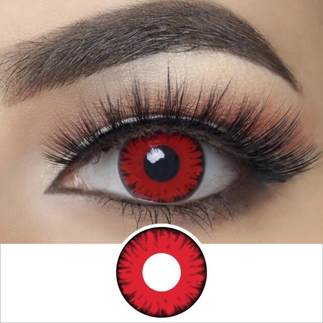 1 cặp LENS ĐỎ tự nhiên - Kính áp tròng màu đỏ - Contact lens hoá trang halloween Đỏ