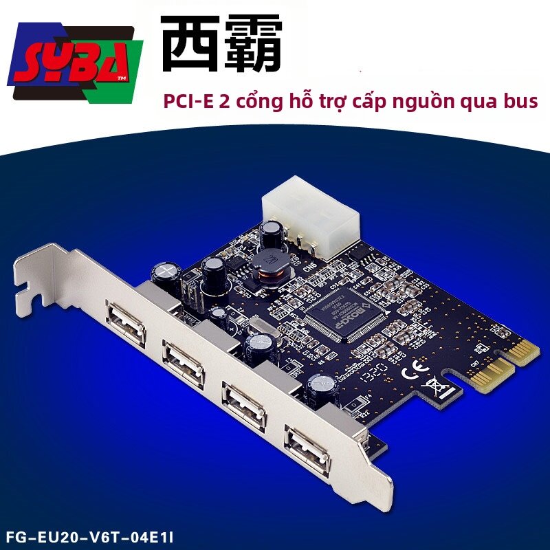PCI-E to USB 2.0 Expansion Card 4 Ports Moschip Chip Giá 500,000 Đồng*Miễn phí vận chuyển