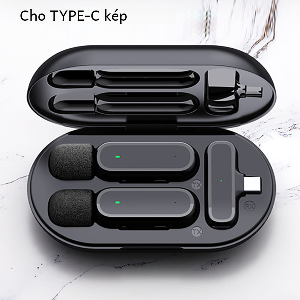 Micro không dây ve áo hộp sạc di động mic điện dung đa hướng có micro tính năng điện thoại cho điện thoại di động android iphone