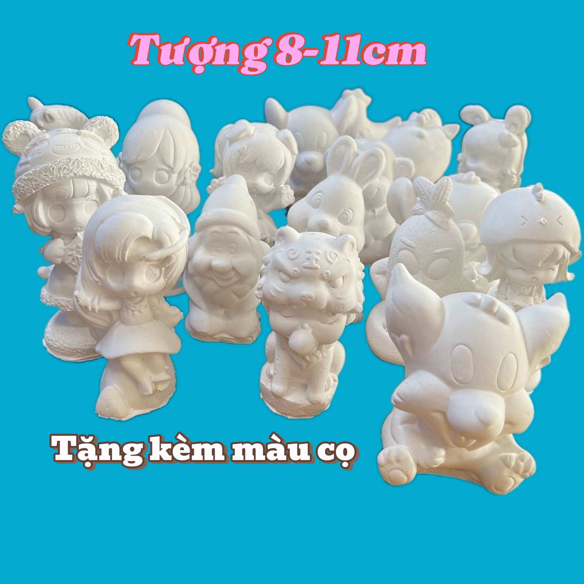 [Tặng 6 màu + 2 cọ] Combo 5 tượng thạch cao size 8 - 11cm - Tô tượng cho bé Smart Baby