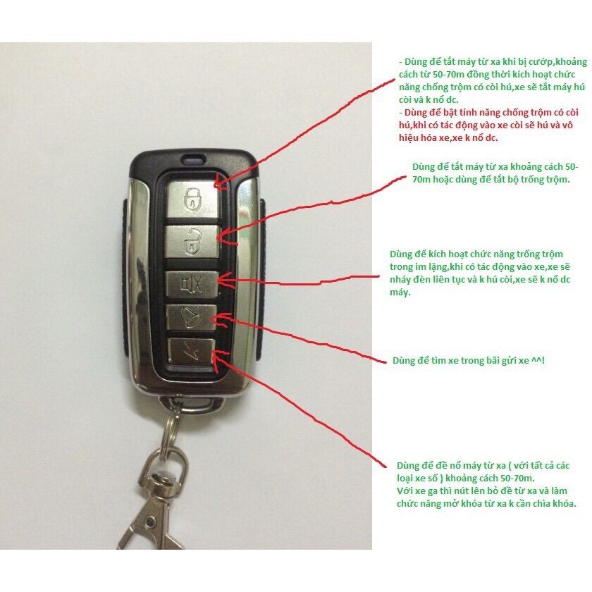 Chống Chộm 5 Nút Gắn Mọi Loại Xe