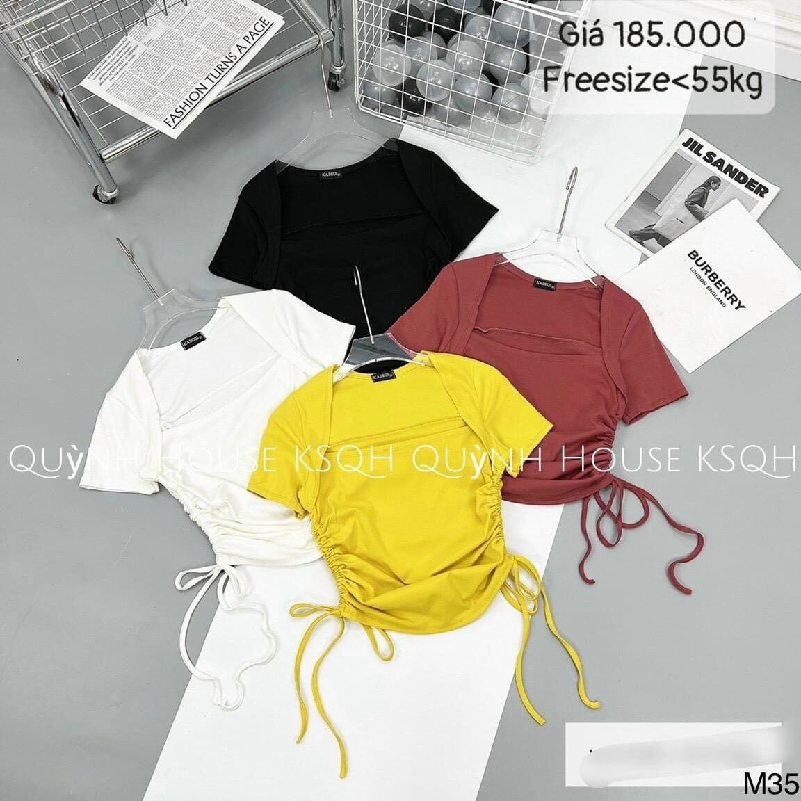 Áo thun cổ vuông rút eo. Vải bozip loại 1 siêu đẹp. Hình thật Shop chụp