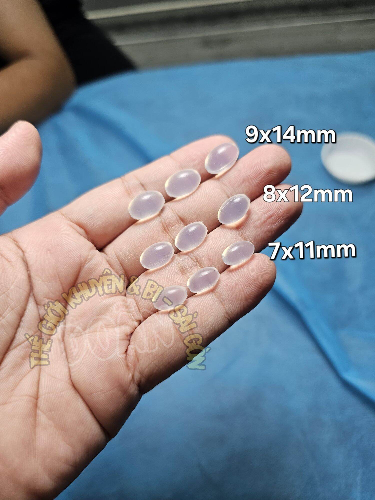 Viên bi silicon trong suốt hình Quả Trứng nhiều Size