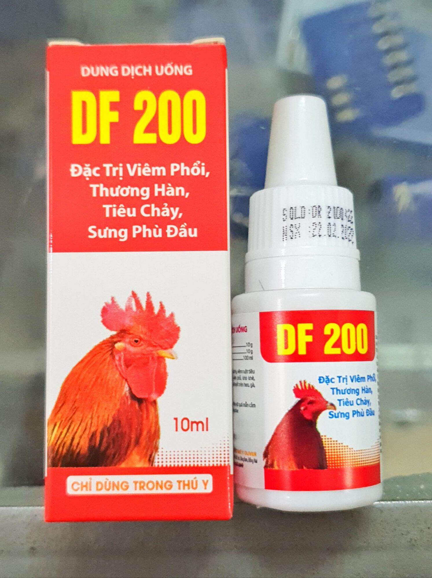 DF 200 (10ml) - Đặc trị viêm phổi, sưng phù đầu, thương hàn, tiêu chảy cho gà đá