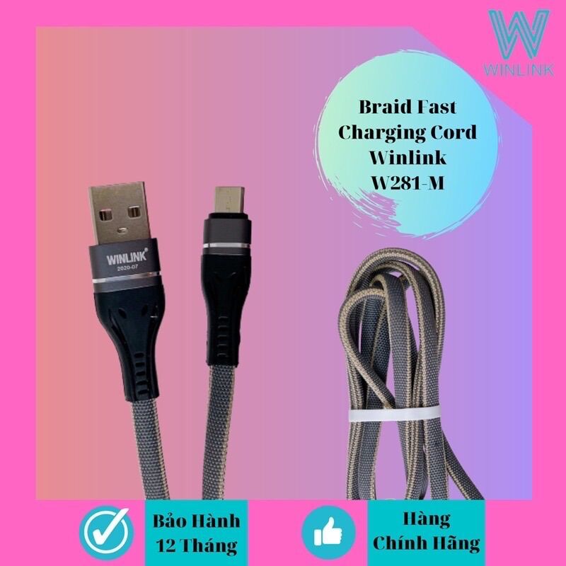 Dây cáp sạc nhanh 5a winlink 281 đuôi usb - micro