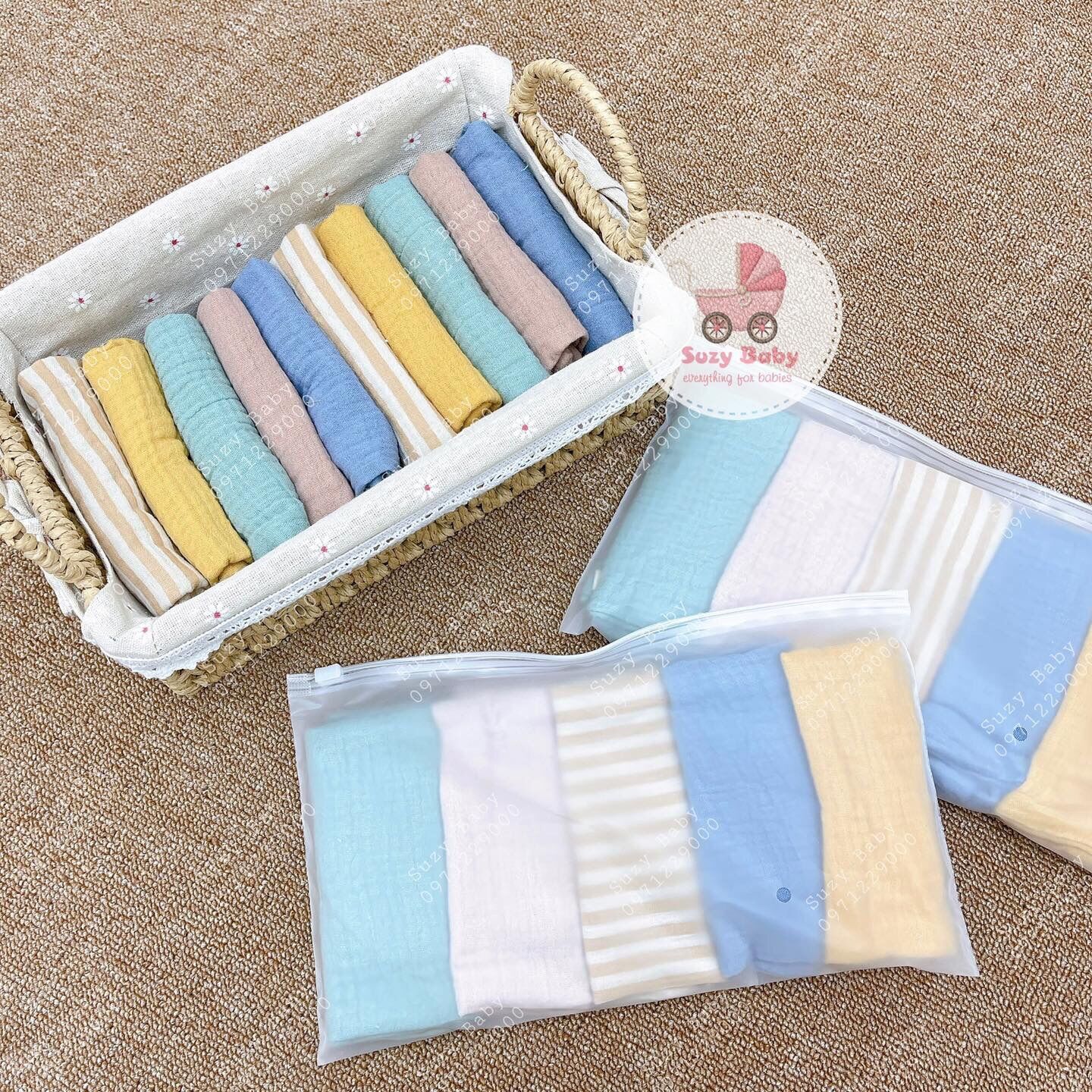 Set 5 khăn sữa organic 4 lớp muslin tree