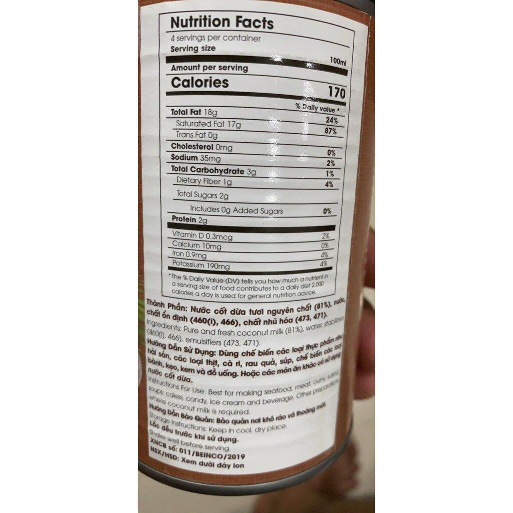 nước cốt dừa bến tre lon 400ml
