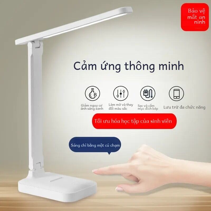 Đèn LED Trắng Công Tắc Cảm Ứng Để Bàn USB Cắm Âm Trần Chăm Sóc Mắt Đầu Giường Đèn Đọc Sách Cho Phòng Ngủ Nghiên Cứu