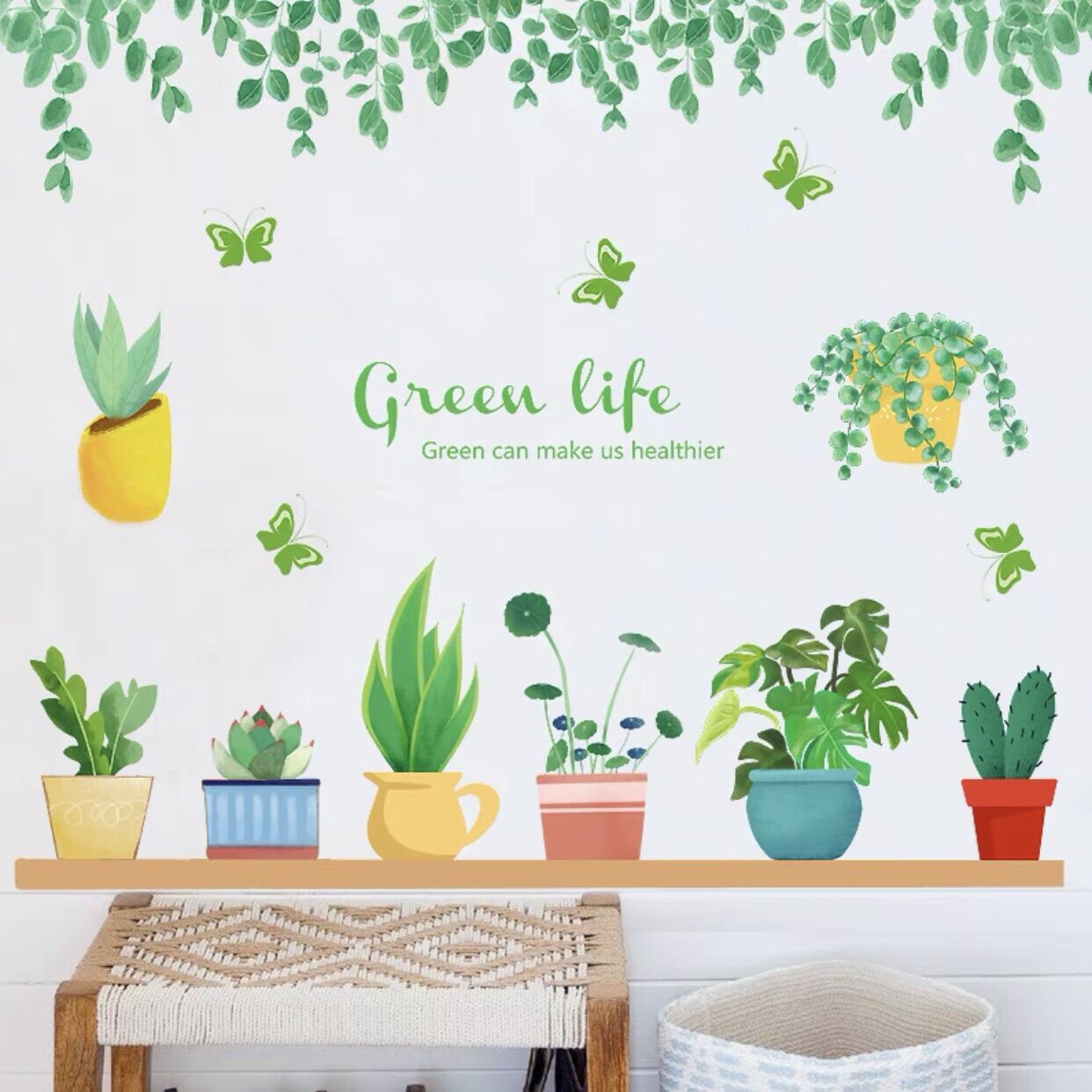 Decal dán tường, Tranh dán tường chậu cây green