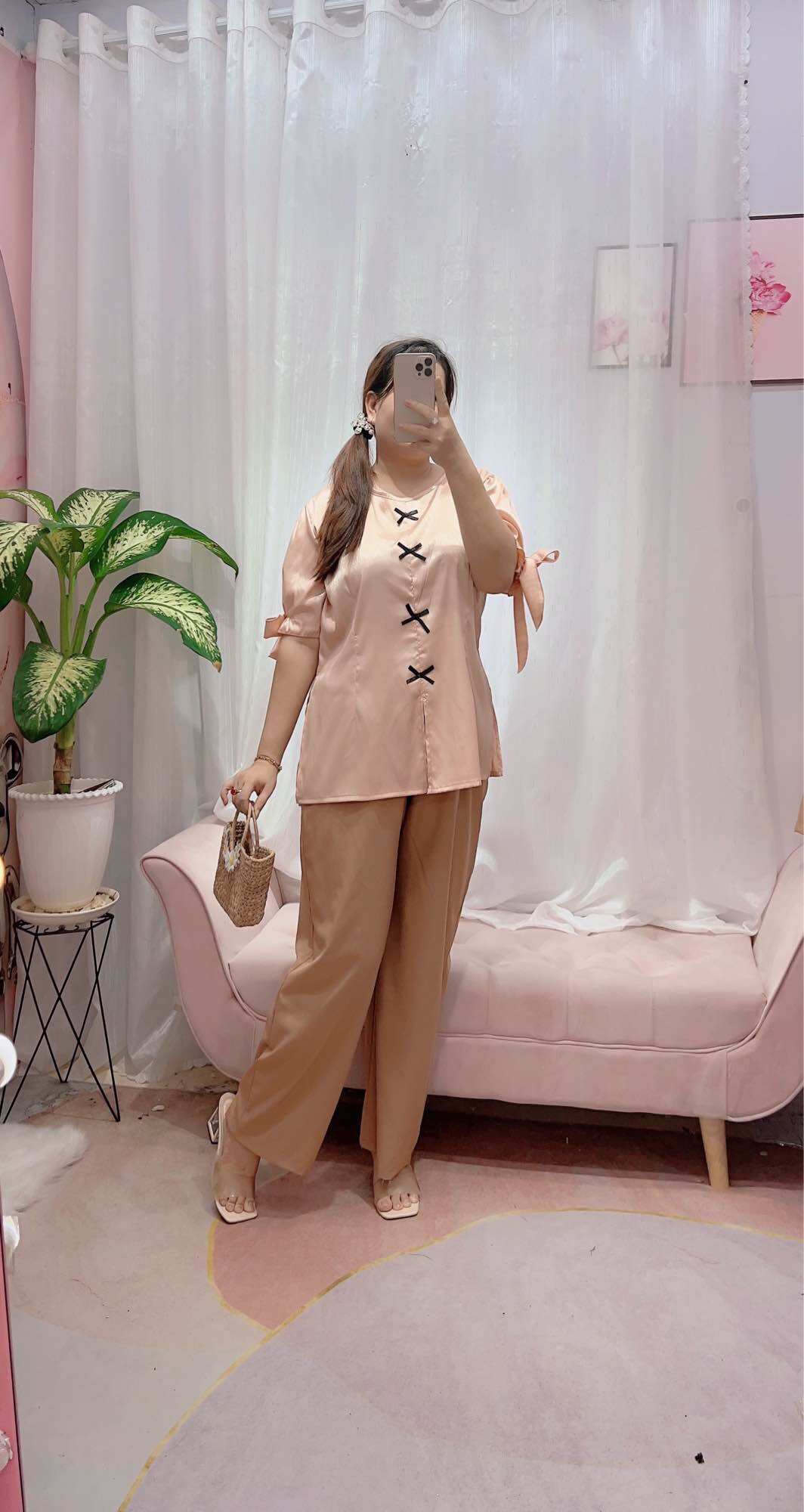 ĐỒ LAM GẤM BIGSIZE 60kg đến 95kg (bộ lam gấm tay nơ)