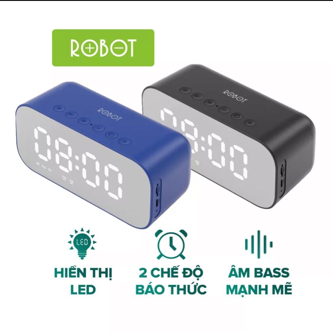 Loa đồng hồ Robot - Loa bluetooth đồng hồ báo thức công suất lớn 5w