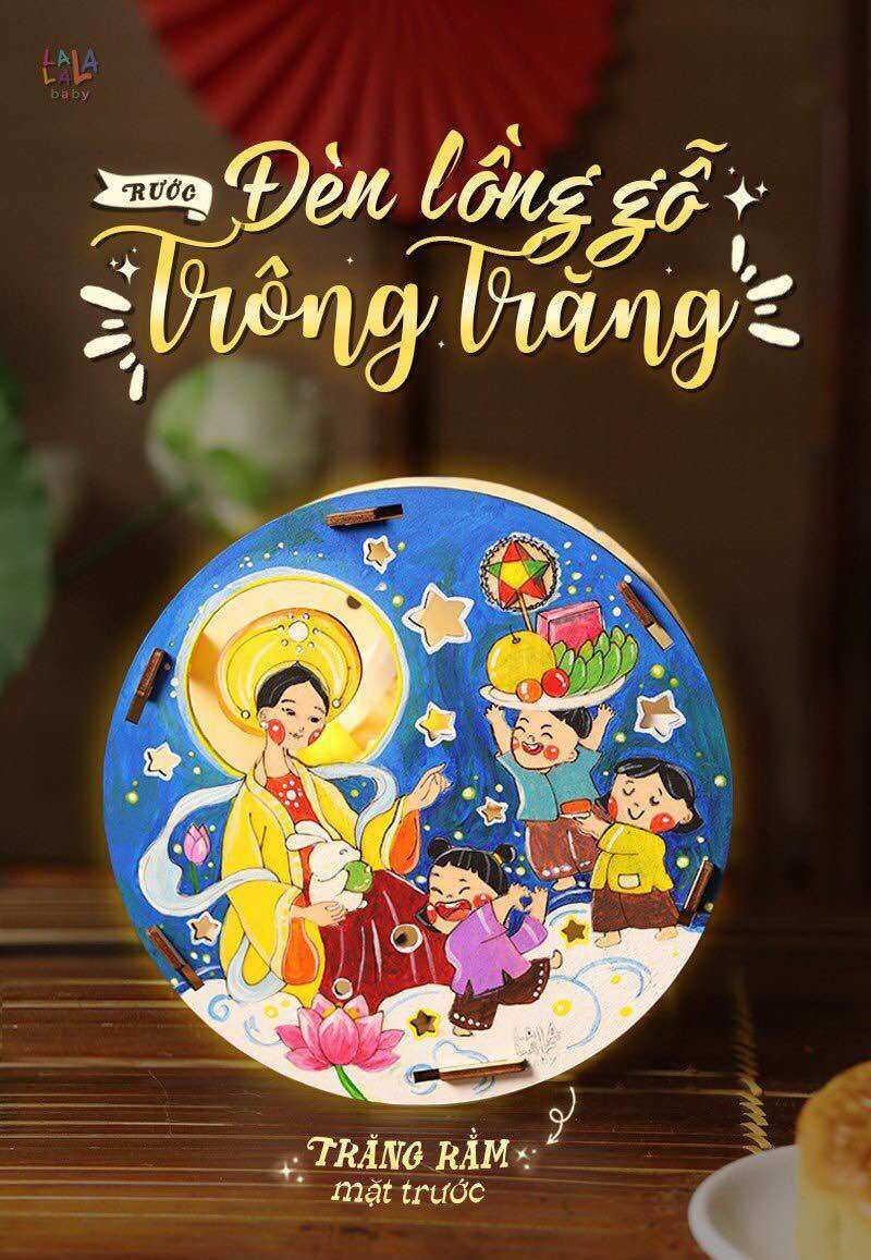 Đèn lồng trung thu gỗ Handmade Việt Nam DIY, Full bộ lồng đèn trung thu cho bé tự tô màu và lắp ráp