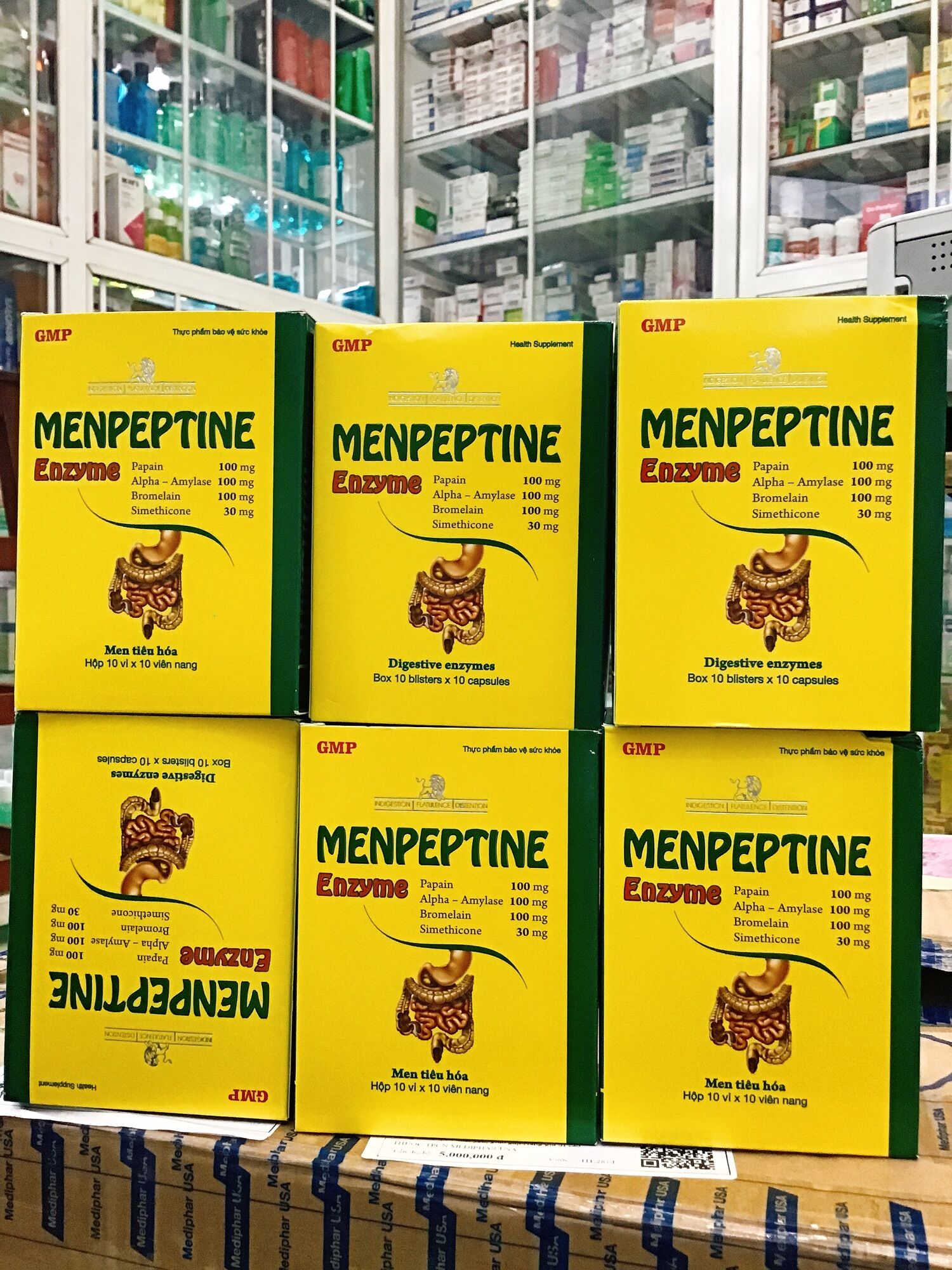 Men hỗ trợ tiêu hóa Menpeptine - hộp 100 viên nang (Mẫu mới, date xa)