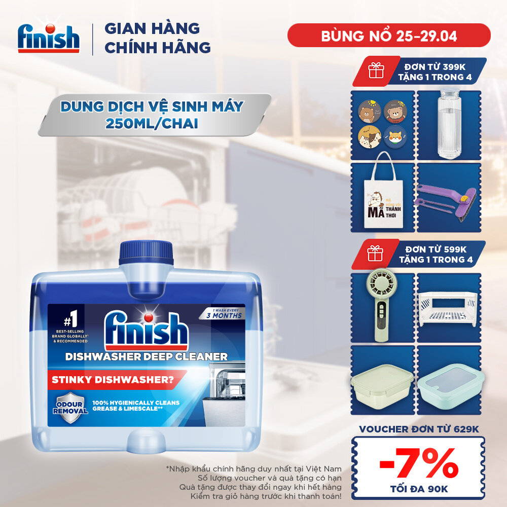 Dung Dịch Tẩy Rửa Máy Rửa Chén Bát Finish Dishwasher Deep Cleaner - chai 250ML