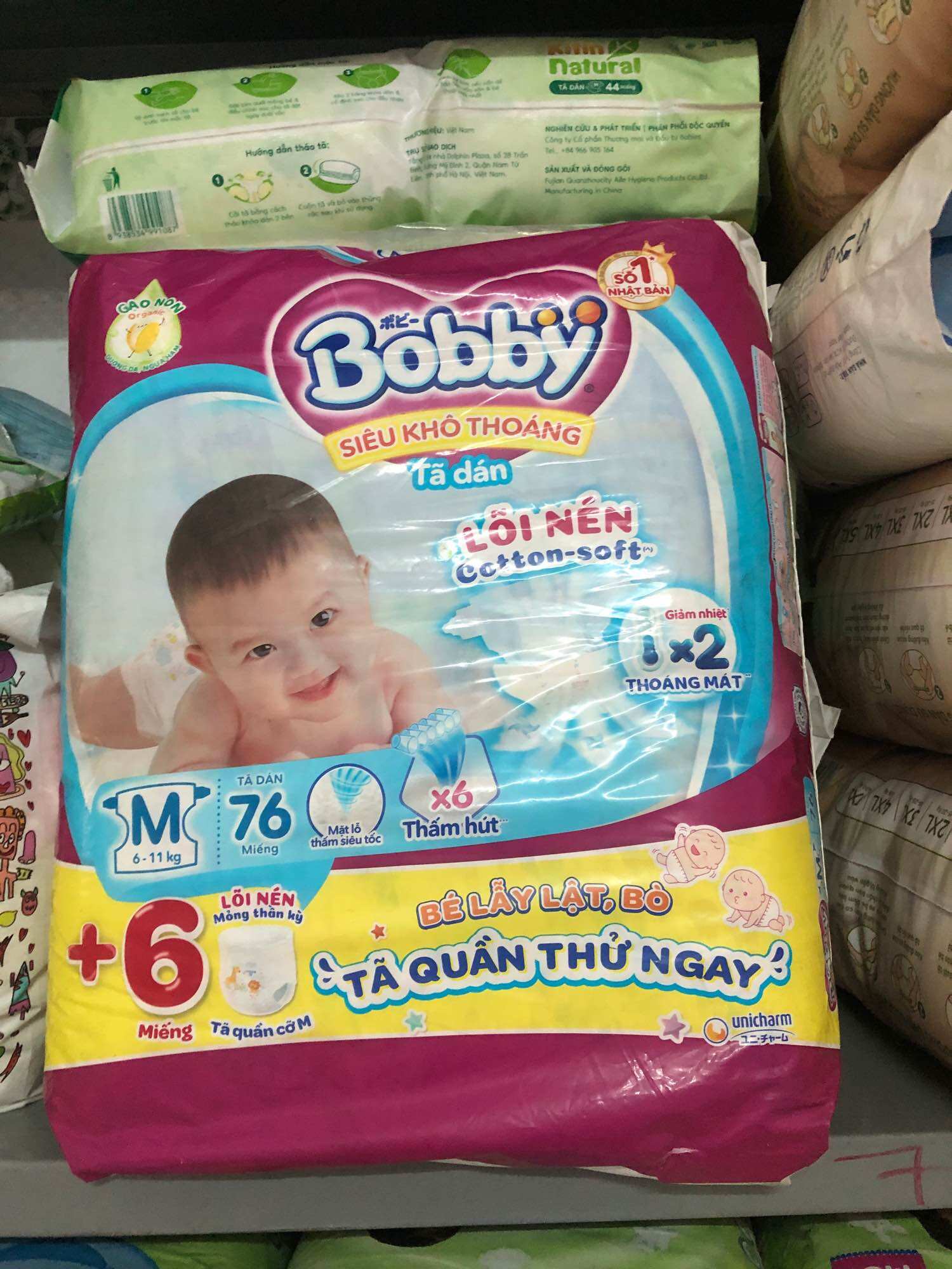 Tã dán bobby size m76+6