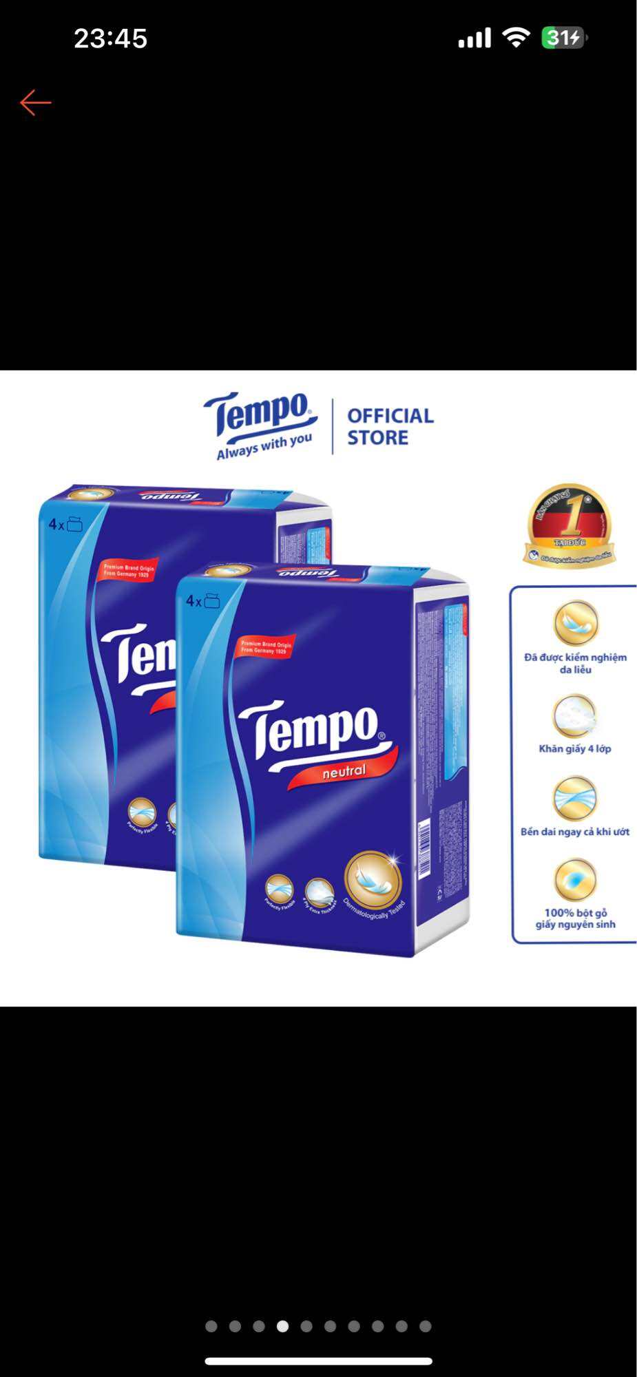 Túi 4 gói khăn giấy rút Tempo không mùi  90 tờ x 1 gói, 4lớp
