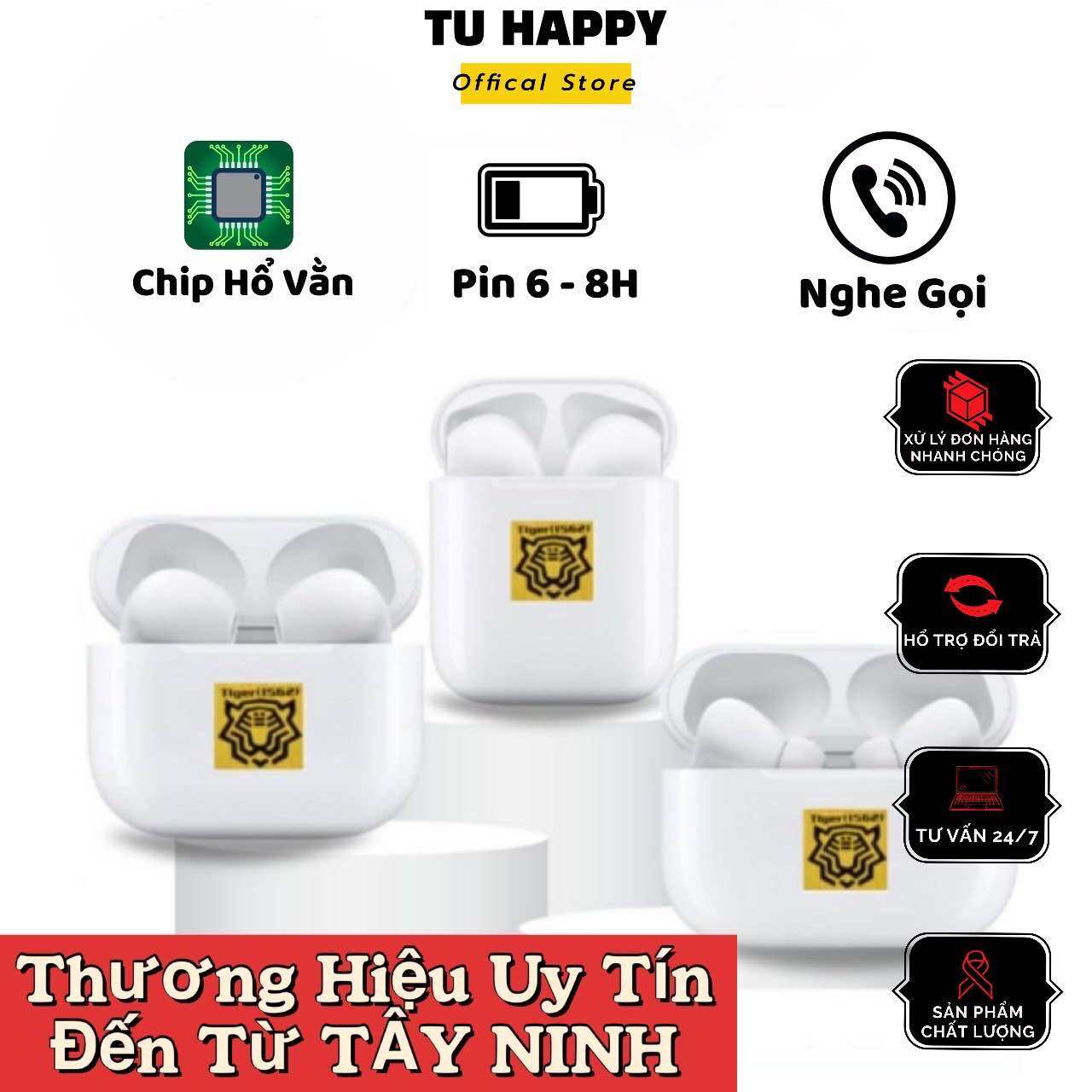 Tai Nghe Bluetooth Hổ Vằn AP2/AP3/Pro Gen2 - Các Bản Cao Cấp  Có Mic Đàm Thoại - Full Tính Năng