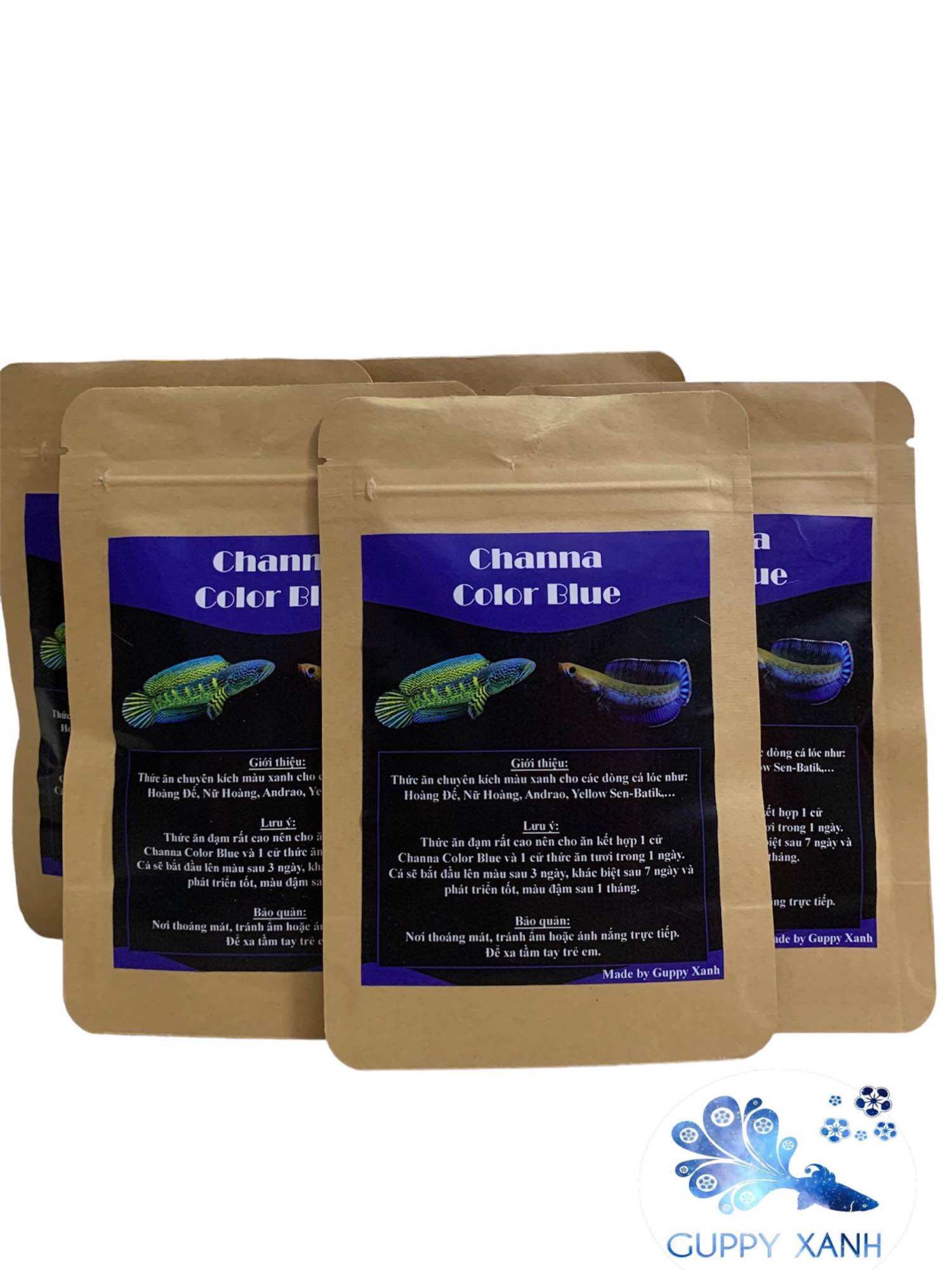 Thức ăn lên màu cho cá lóc cảnh Channa Color by Guppy Xanh