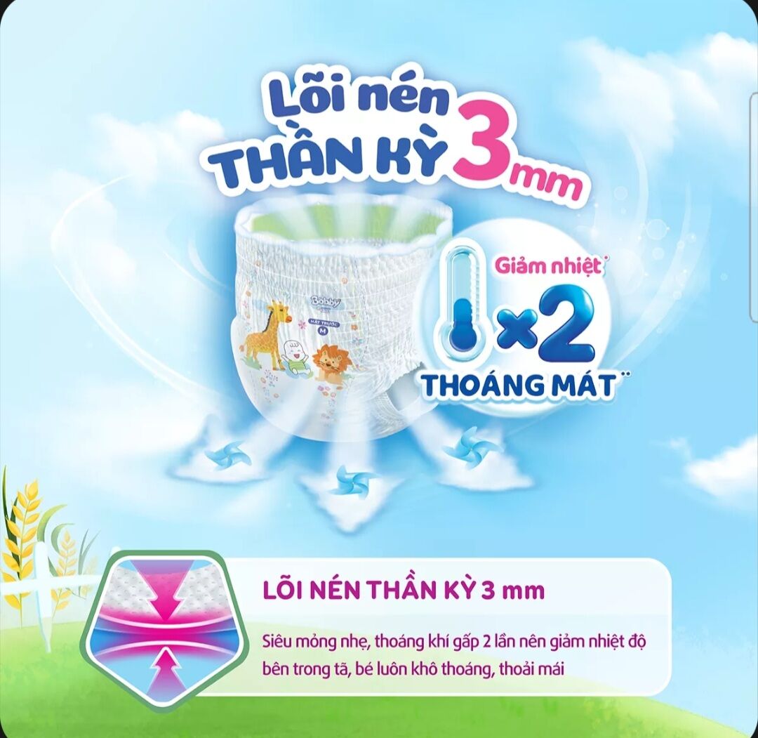 [MỚI] Tã quần Bobby 3mm Gạo non XL84+8