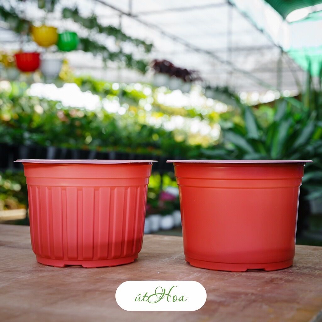 Chậu nhựa nâu N20(20x15cm) bóng đẹp