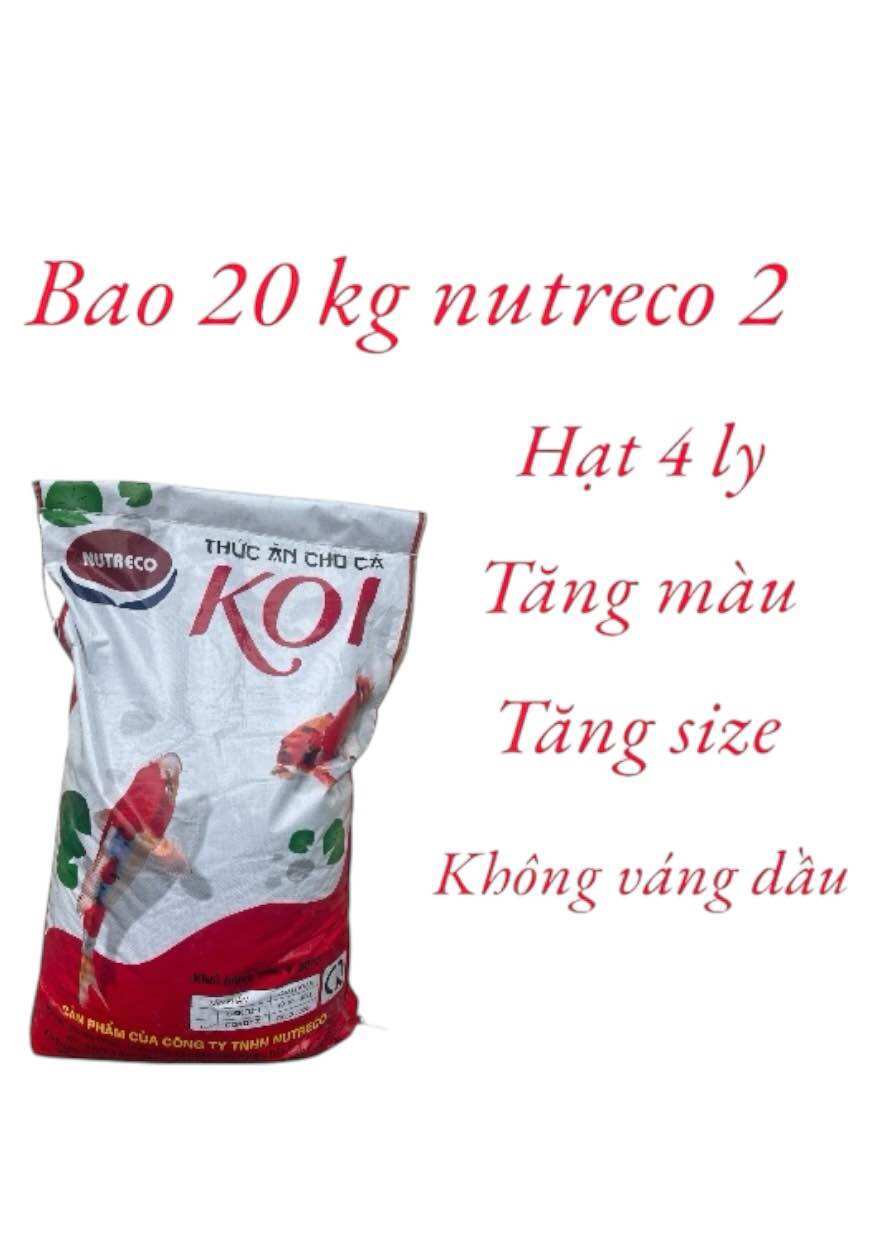 Bao 20kg - 4 ly cám cá koi NUTRECO 2 - hỗ trợ tăng màu, tăng size, không váng dầu .