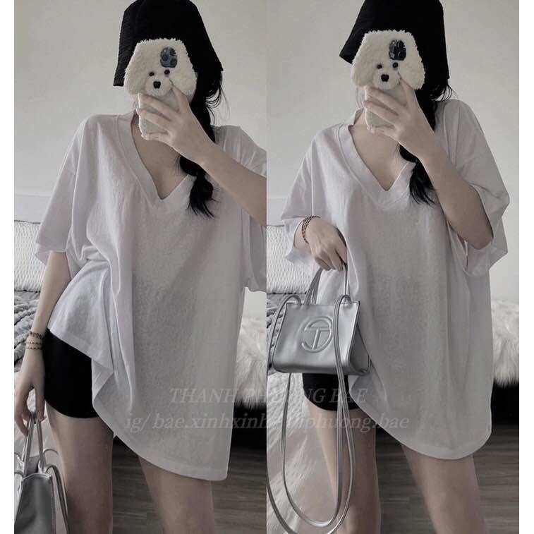 Áo Thun Giấy Cổ Tim Fom Rộng