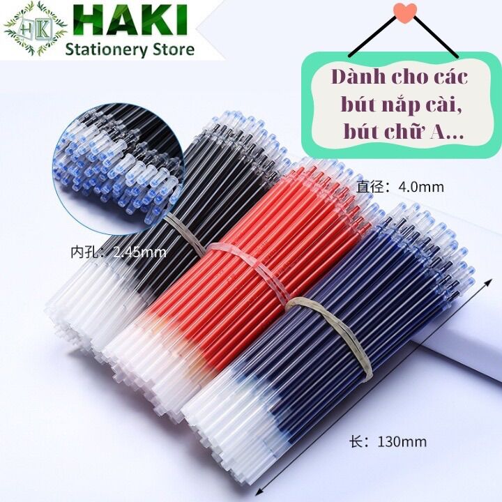 Combo 50 ruột bút mực nước màu xanh, đen, đỏ.