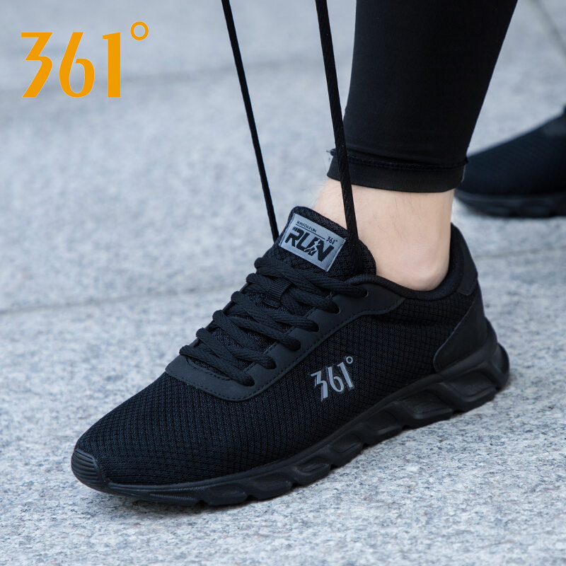 Giày nam 361 giày chạy bộ mùa hè giày lưới thoáng khí giày màu đen đế mềm mẫu mới 361 độ giày thể thao nam