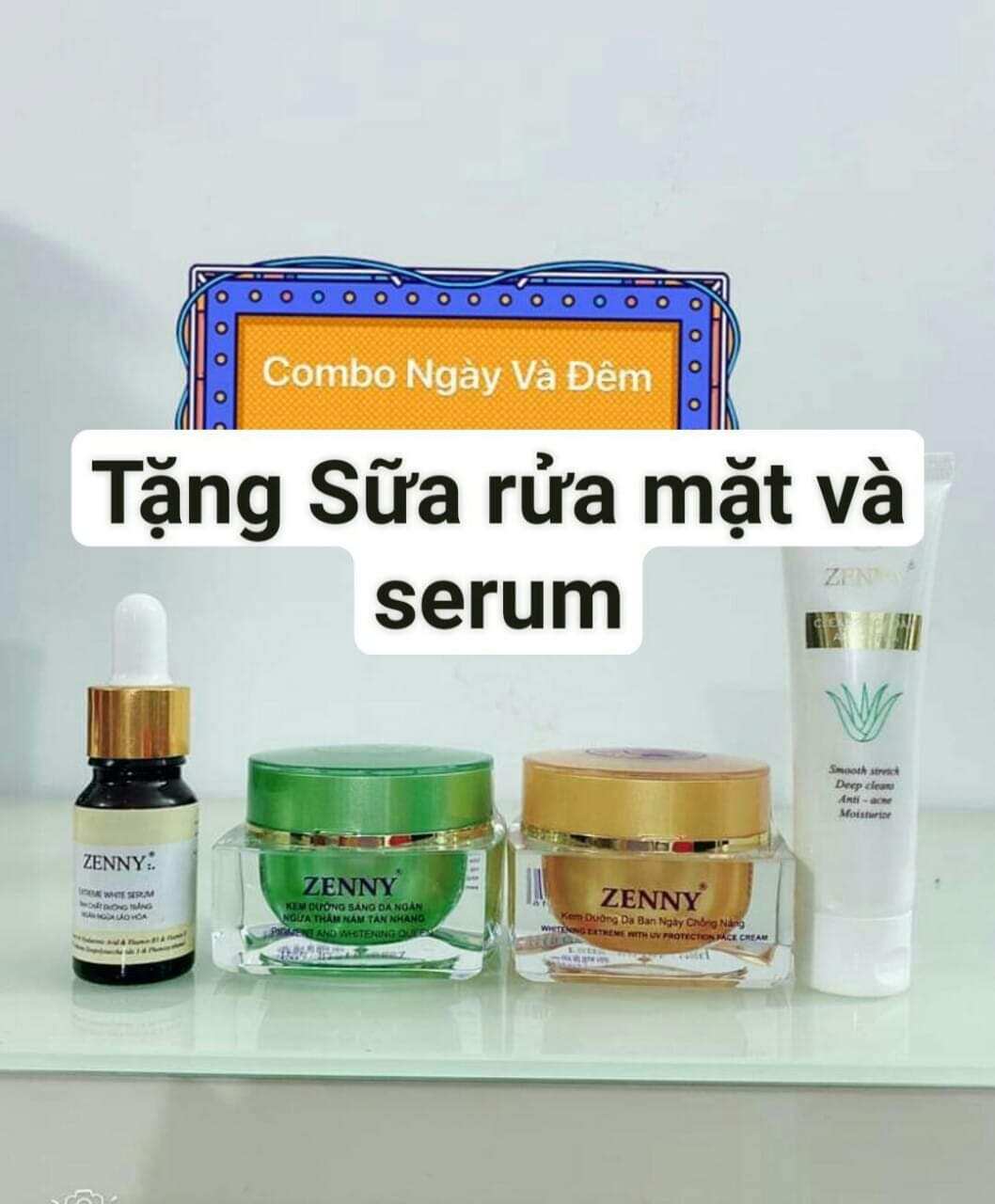 Bộ kem zenny chính hãng ban ngày và đêm tặng sửa rửa mặt và sowrum