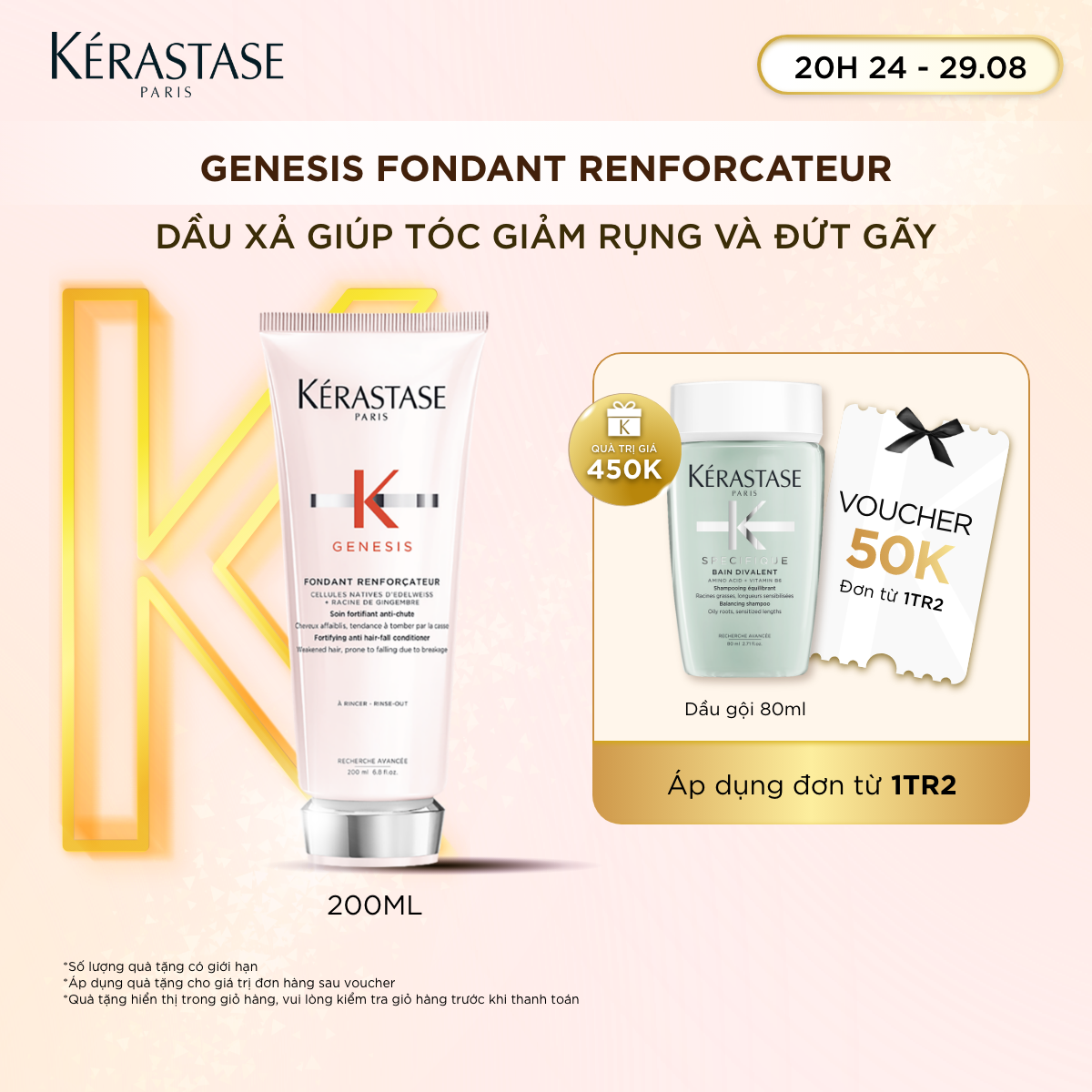 Dầu xả ngăn ngừa tóc gãy rụng Kérastase Genesis Fondant Renforcateur 200ml